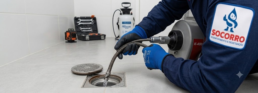 Profissional realizando Desentupimento de Ralos em Camboriú